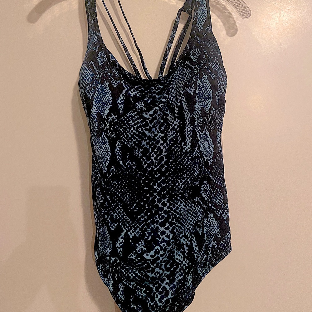 NWT All in Motion one piece suit turquoise snake